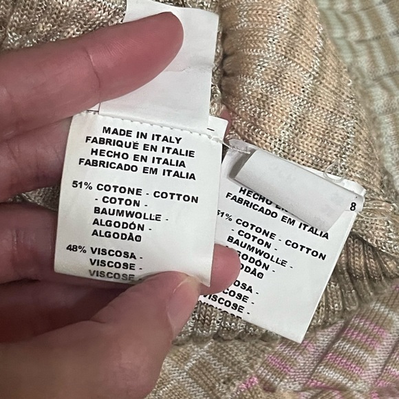 MISSONI Vneck Cardigan & Tank Set Front Button Down Zig Zag Print Pink Blue 6/8 - Picture 7 of 15